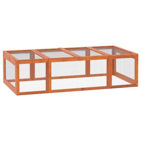 Enclos extérieur pour petits animaux avec toit à charnières, en bois de sapin, coloris orange, pratique et sécurisé pour un usage en extérieur (1/5)