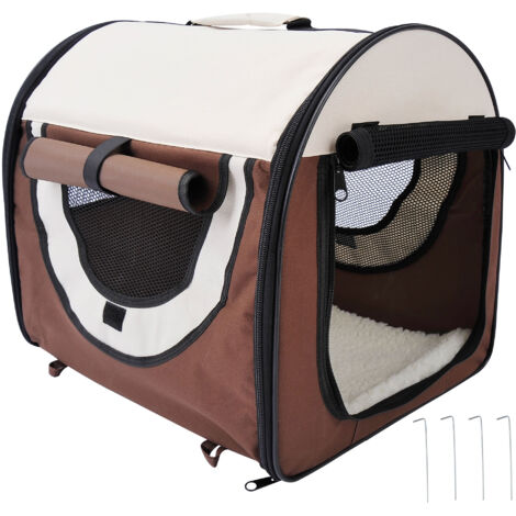 Cage de Transport pour Animaux Pliable et Aérée, Grand Confort avec Coussin Lavable, 46x36x41 cm, Idéale Voiture et Voyage (1/5)
