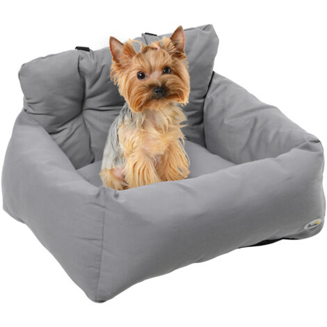 Siège auto amovible et lavable pour petits chiens avec sangles de sécurité, gris foncé (1/5)