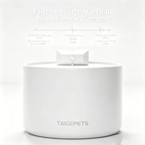 Fontaine à eau sans fil en céramique pour animaux, chauffante, silencieuse, capteur de mouvement, distribution automatique, batterie 5000 mAh, blanche