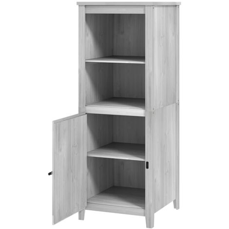 Abri de jardin en bois résistant aux intempéries, 60 x 60 x 160 cm, avec porte, étagères réglables et armoire à outils verrouillable, pour jardin et terrasse, gris clair (1/5)