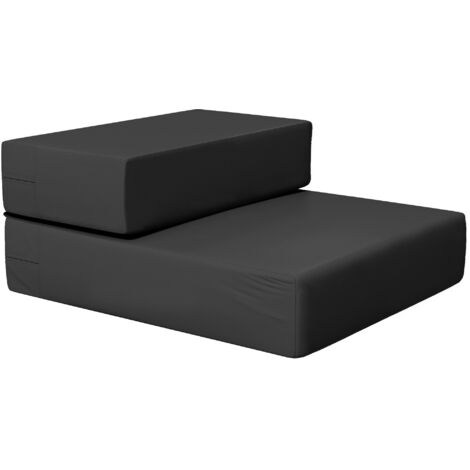 Escalier pliable pour animaux de compagnie (chats et chiens), noir, 2 marches, L 45 x l 39 x H 20 cm, tapis pratique pour faciliter l'ascension. (1/5)