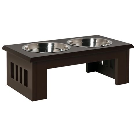 Station d'alimentation pour chien, antidérapante, 58,4 x 30,5 x 25,4 cm, grise, 2 L par gamelle (1/5)