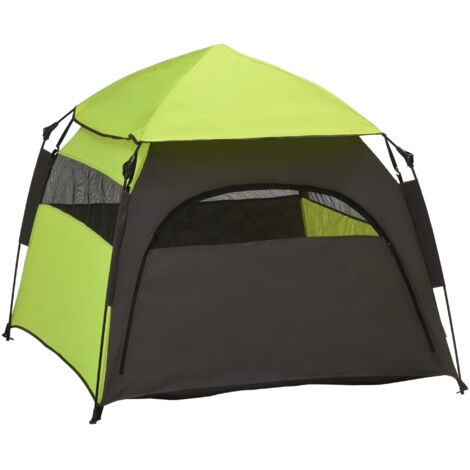 Tente pour animaux de compagnie, tente pour chien et niche pour chat pour l'extérieur, tipi avec sac de transport, pare-soleil et fenêtre en filet, vert (1/5)