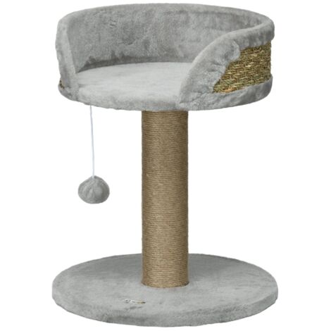 Petit arbre à chat, 49 cm, avec balle de jeu, espace de repos, arbre à chat pour chats jusqu'à 4 kg, mobilier pour chat, jute gris (1/5)