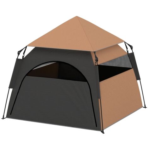 Tente pour animaux, tente pour chien, pliable, résistante aux intempéries, niche pour grands chiens, marron foncé (1/5)