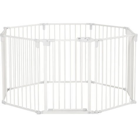 Parc pour chiots, enclos extérieur, barrière de sécurité avec porte, flexible, pliable, 8 panneaux, 60 x 76 cm, blanc (1/5)