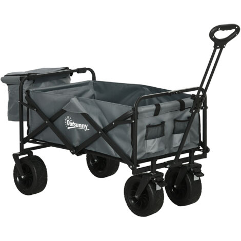 Chariot pliable avec sac isotherme, chariot de plage, capacité de charge jusqu'à 120 kg, poignée extensible pour une manipulation aisée