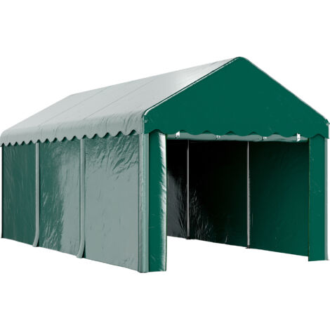 Tente garage carport 3 x 6m Auvent de voiture robuste avec 2 portes enroulables, toile 200g PE, vert (1/5)