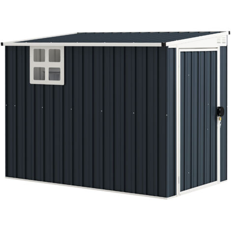 Abri de jardin, abri pour outils de jardin, fenêtres, aérations, verrouillable, acier, gris foncé
