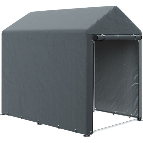 Abri de jardin résistant aux UV avec fermeture éclair, acier galvanisé et toile PE, 120 x 179 x 165 cm, gris foncé