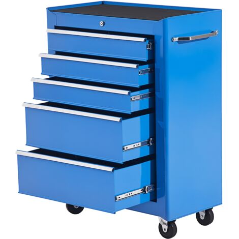 Servante d’atelier avec cassettiera pour outils, chariot de rangement métallique, 61,5 x 33 x 82,5 cm, bleu (1/5)