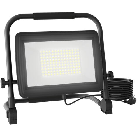 Projecteur LED de Travail 6500K avec Tête Orientable et Support Réglable, Aluminium et Métal, 35x20x32 cm, Noir (1/5)