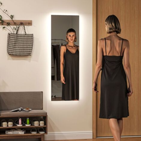 Miroir sur pied pour salon ou chambre, miroir LED autoportant, luminosité réglable, sans cadre, commande tactile, 40 x 120 cm (1/5)