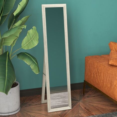 Miroir sur pied, 37 x 157 cm, à suspendre ou à poser, miroir rectangulaire pour salon ou chambre, gris (1/5)