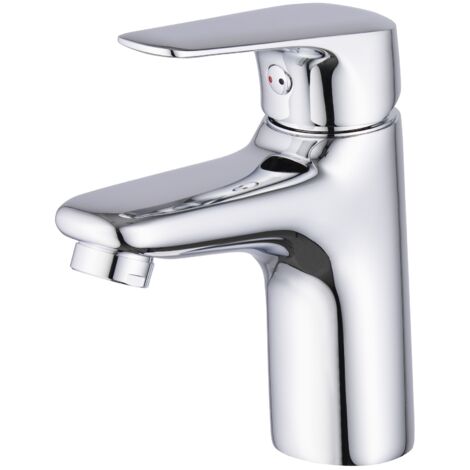 Eurosanit – Mitigeur de lavabo chromé – Corps en laiton – Bec bas – Cartouche céramique 35mm – Flexibles inox F3/8' 40cm – Garantie 5 ans (1/5)
