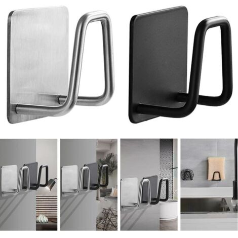 Organisateur évier Support d'éponges de cuisine éponges d'évier auto-adhésives égouttoir de séchage 304 support de rangement en acier inoxydable accessoires d'évier de cuisine GrooFoo (1/6)