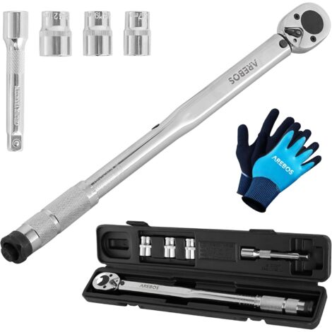 AREBOS 6pcs 1/2 clé dynamométrique à cliquet 40-210NM Couple Noix Douilles