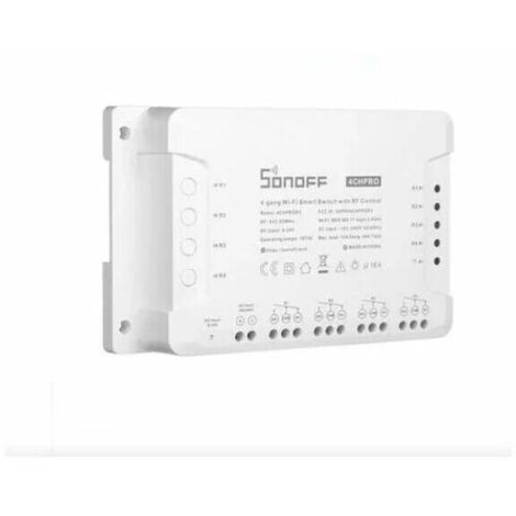 4CHProR3 4 Canaux Interrupteur sans fil WiFi Intelligent RF, Inching/Autoverrouillage/Interverrouillage, Fonctionne avec Alexa & Google Home & IFTTT (retard de 1-16s en mode inching) (1/5)