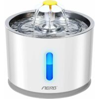 XVX – Fontaine à eau pour chat et petit chien – Distributeur silencieux 2,4L en acier inoxydable – Filtration triple avec charbon actif – Veilleuse LED