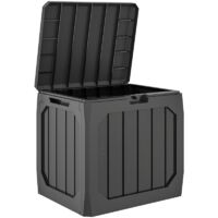 Coffre de jardin en plastique 121 L, coffre de rangement extérieur avec poignées, noir