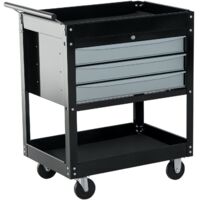 Cassettiera officina in acciaio con ruote, carrello portautensili professionale 68x46x88 cm, nero