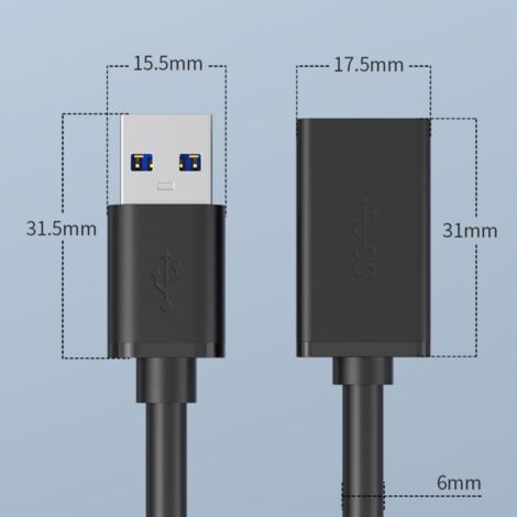 2 pièces rallonge USB 3.0 mâle-femelle type A, câble prolongateur pour ...