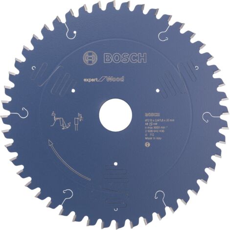 Bosch – Lame de scie circulaire 210 mm – Alésage 30 mm – 48 dents MicroteQ pour bois dur – Coupe nette et précise – Revêtement anti-corrosion