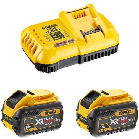 Dewalt – Pack énergie 54V/18V FLEXVOLT avec 2 batteries 9,0 Ah – Chargeur rapide DCB118 – Autonomie prolongée pour travaux intensifs