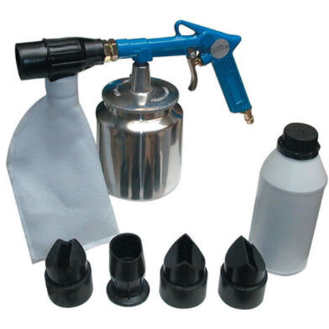 Güde – Sableuse pneumatique avec sac de récupération textile – Pression de service 6 à 8 bar – Débit max 550 l/min – 5 embouts inclus