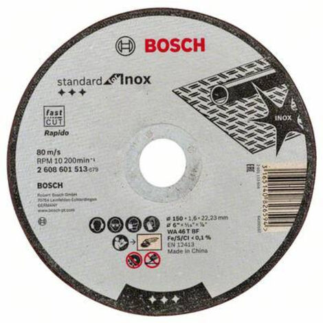 Bosch – Disque à tronçonner pour inox 150mm – Oxyde d'aluminium – Découpe précise sans éclat – 2608601513