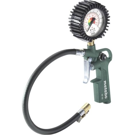 Metabo – Pistolet pneumatique de gonflage avec manomètre – Pression 0,5-12 bar – Flexible 35 cm – Raccords 1/4' pour pneus voiture et vélo