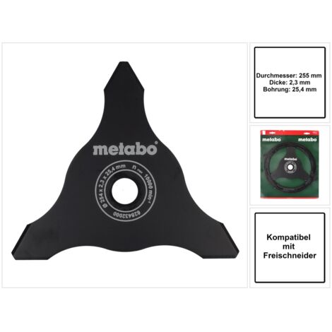 Metabo – Couteau de bosquet 3 lames – Lame de débroussailleuse 255mm – Épaisseur 2.3mm – Alésage 25.4mm pour coupe précise (1/5)