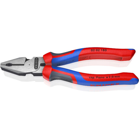 KNIPEX 02 02 180 Pince universelle à forte démultiplication avec poignées comfortables atramentisée noire 180 mm