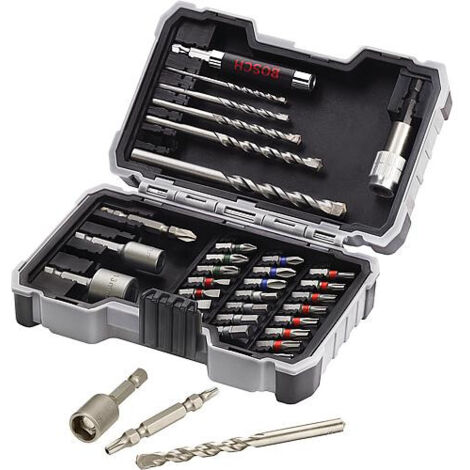 Bosch – Coffret 35 pièces embouts de vissage pour béton – Forets CYL 3-8 mm – Acier S2 traité – Compatible perceuses et visseuses - 2607017326 (1/5)