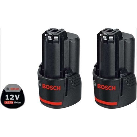 Bosch – Batterie 12V Li-Ion 3,0 Ah – Autonomie 20 % supérieure – Poids léger 185 g – Compatible outils 10,8V et 12V – 2 pièces 1600A00X7D