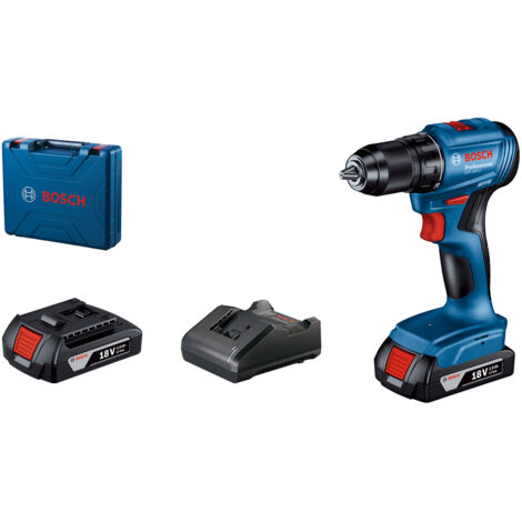 Bosch – Perceuse-visseuse sans fil 18V avec 2 batteries 2.0Ah – Moteur sans balais – Couple 50Nm pour perçage bois jusqu'à 35mm - 185-LI (1/2)
