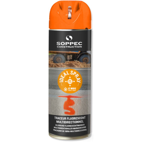 FP – Spray de marquage orange fluo 500 ml – Visibilité jusqu'à 12 mois – Valve multidirectionnelle pour marquage 360° – Pour béton et bois (1/5)