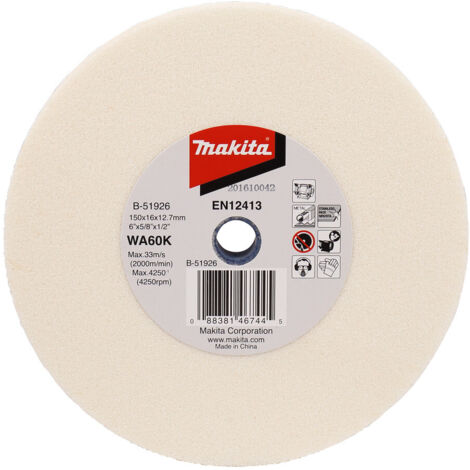 Makita – Disque abrasif 150 mm WA60K – Largeur 16 mm – Diamètre intérieur 12,7 mm – Pour usinage métal et acier inoxydable (1/2)
