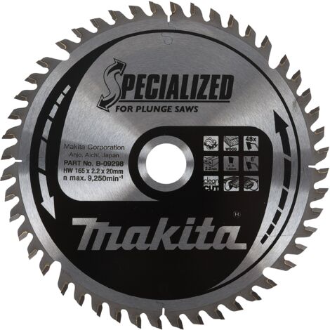 Makita – Lame de scie circulaire 165x20 mm 48 dents – Acier galvanisé pour bois dur – Coupe nette sans éclat – Finition durable