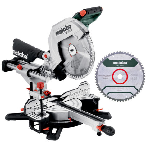 Metabo – Scie à onglets 305 mm – Profondeur de coupe 100 mm – Puissance 1600 W – Vitesse 3700 tr/min – Lame carbure incluse