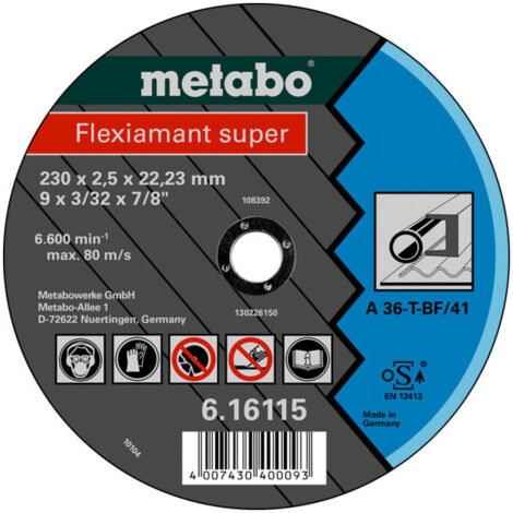 Flexiamant super 125 x 2,0 x 22,23 acier, meule de tronçonnage, modèle coudé metabo 25 pièces