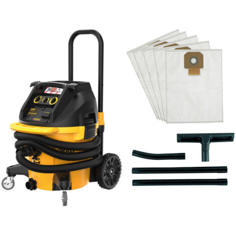 Dewalt – Aspirateur industriel eau et poussières 38L – Classe M – Dépression 25kPa – Moteur 1400W – Nettoyage automatique filtre