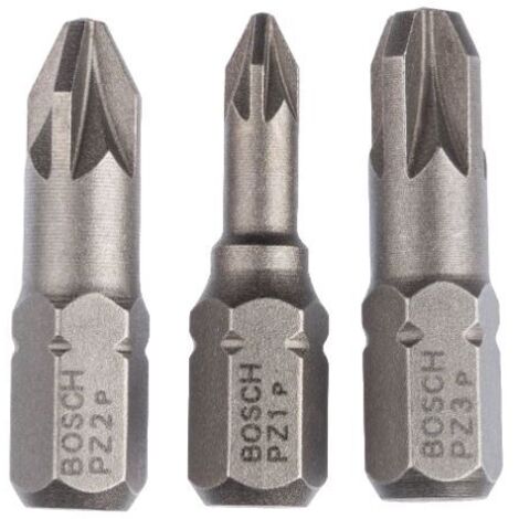 Jeu d'embouts de vissage extra-durs (PZ) Bosch, 3 pces PZ1, PZ2, PZ3, 25 mm -2607001753 (1/5)