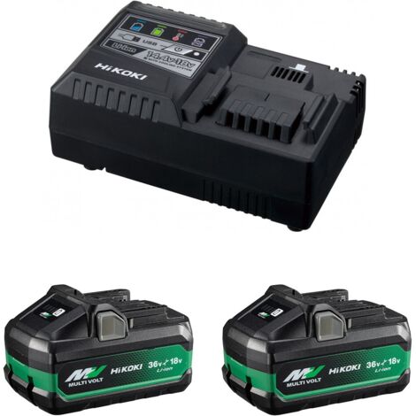 Hikoki – Pack de 2 batteries Multivolt 18V 8Ah et 36V 4Ah – Chargeur UC18YSL3 – Technologie avancée pour performances optimales (1/5)