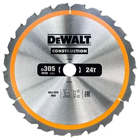 Dewalt – Lame de scie circulaire 305 mm – Alésage 30 mm – 24 dents pour bois dur et béton – Coupe nette sans éclat – DT1958QZ