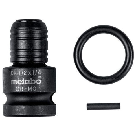 Metabo – Adaptateur pour visseuse à choc 628837000 – Acier revêtu – 1/2' vers 1/4' – 3 pièces pour vissage rapide en série