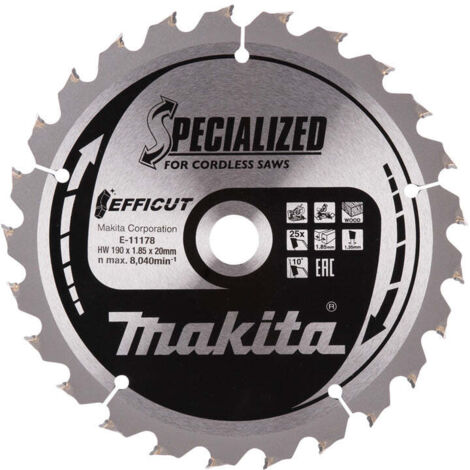 Makita – Lame de scie circulaire 190mm – Alésage 20mm – 25 dents pour bois dur – Coupe précise et rapide – Optimisée pour scies radiales