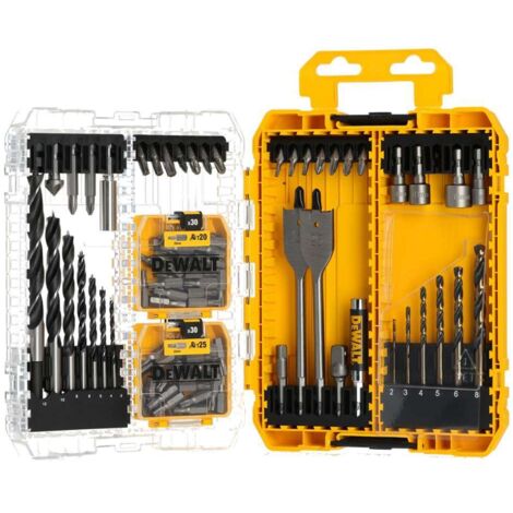 Dewalt – Set de 100 accessoires pour perceuse-visseuse – DT70785QZ – Mèches à bois pour perçage précis – Embouts de vissage 25 mm et 50 mm
