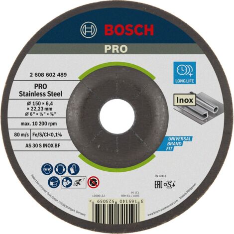 Disque abrasif PRO Stainless Steel Bosch 150 x 6 x 22,23 mm - 2608602489 (1/4)